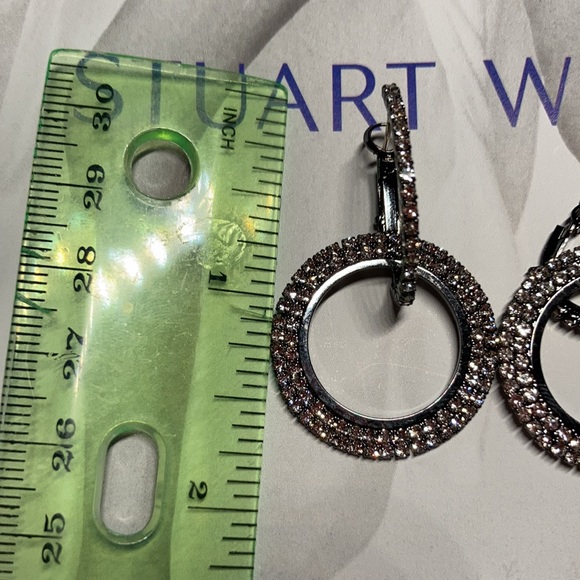 Black Rhinestone Circle Earrings - Picture 5 of 5